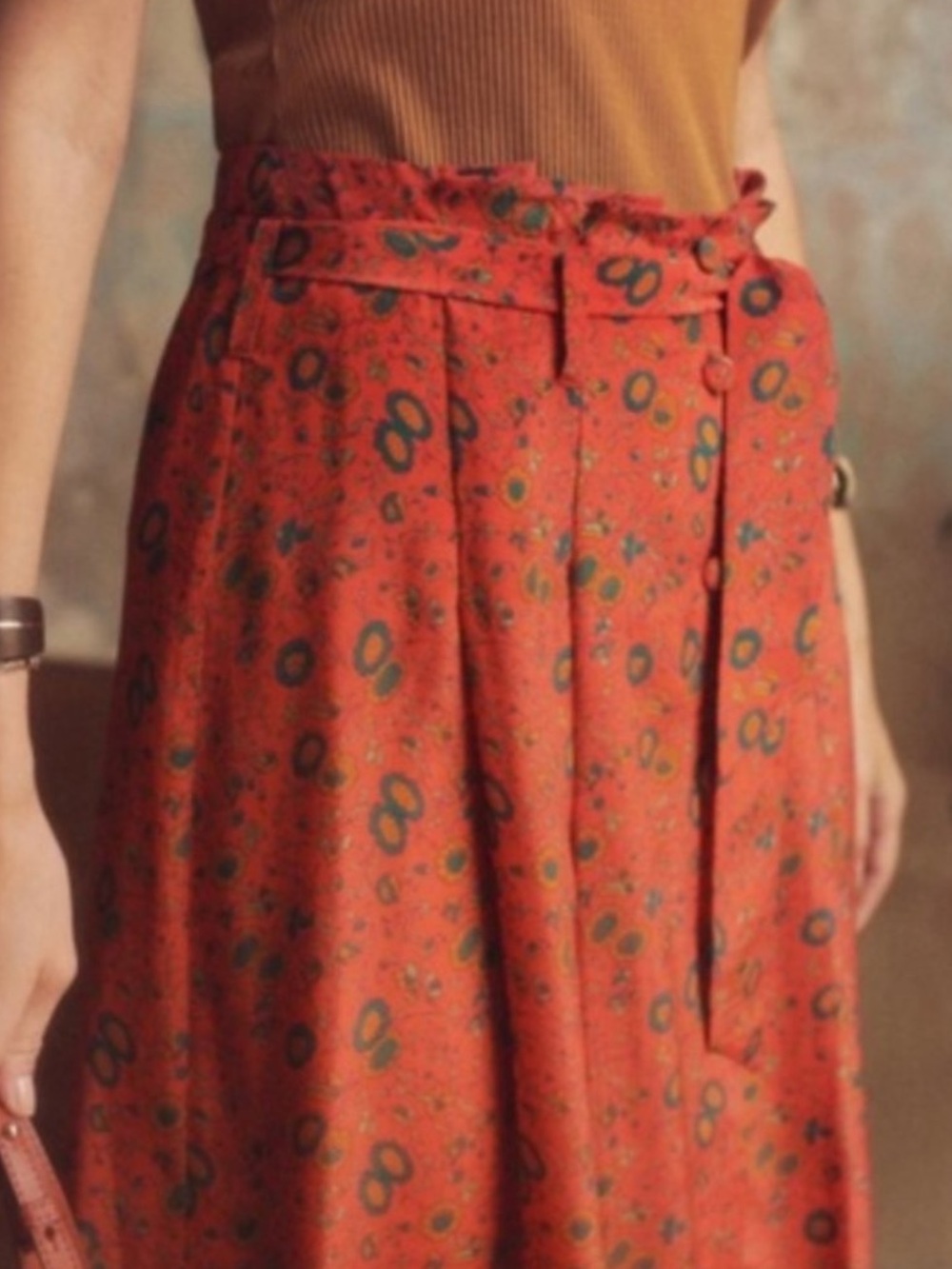 Sezane Amandine Skirt Havana Floral Size 36 US 4 - Picture 9 of 11